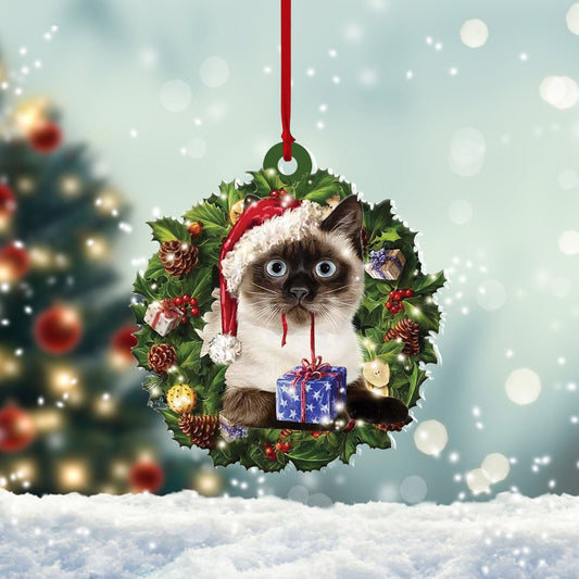 Siamese cat and Christmas gift for her gift for him gift for Siamese cat lover ornament PANORN0068, Ornament Decoration, Ornament Christmas - TeeZworldVN