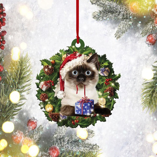 Siamese cat and Christmas gift for her gift for him gift for Siamese cat lover ornament PANORN0068, Ornament Decoration, Ornament Christmas - TeeZworldVN