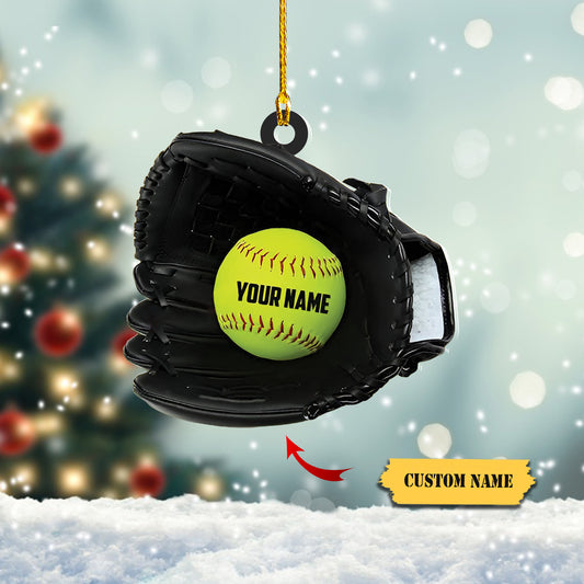 Softball Gloves - girls softball ornaments, Ornament Custom, Ornament Decoration, Ornament For Gift, Ornament Christmas