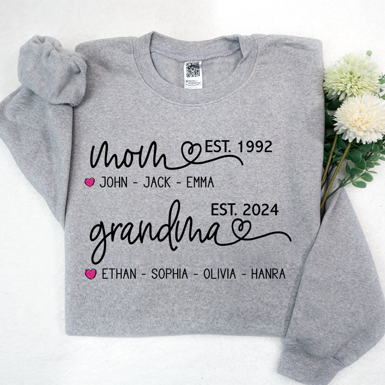 Aangepaste eerste moeder nu oma Shirt, Mom Love Shirt, Mama Shirt, oma en jaar Sweatshirt, oma hart shirt, Happy Mother's Day, cadeau voor moeder