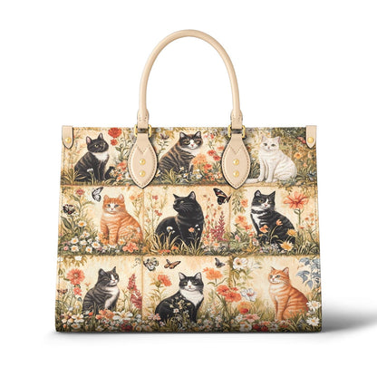 Leather Bag Vintage Cat Garden Lovely