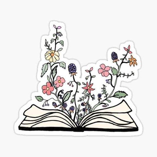 flowers growing from book  Sticker