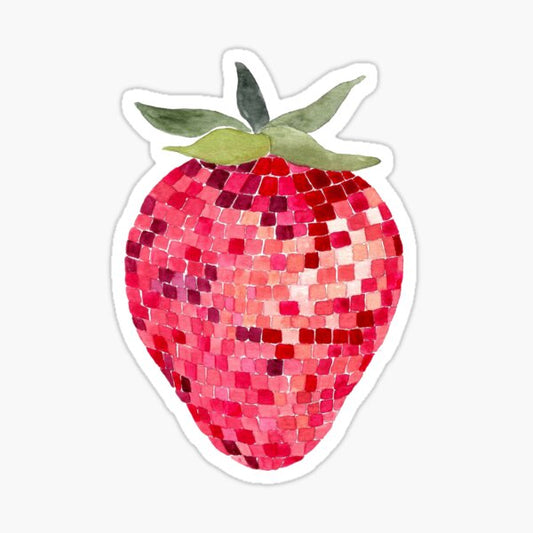 Disco Ball Strawberry Sticker