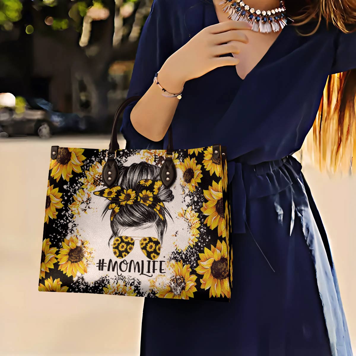 Momlife Sunflower Leather Bag