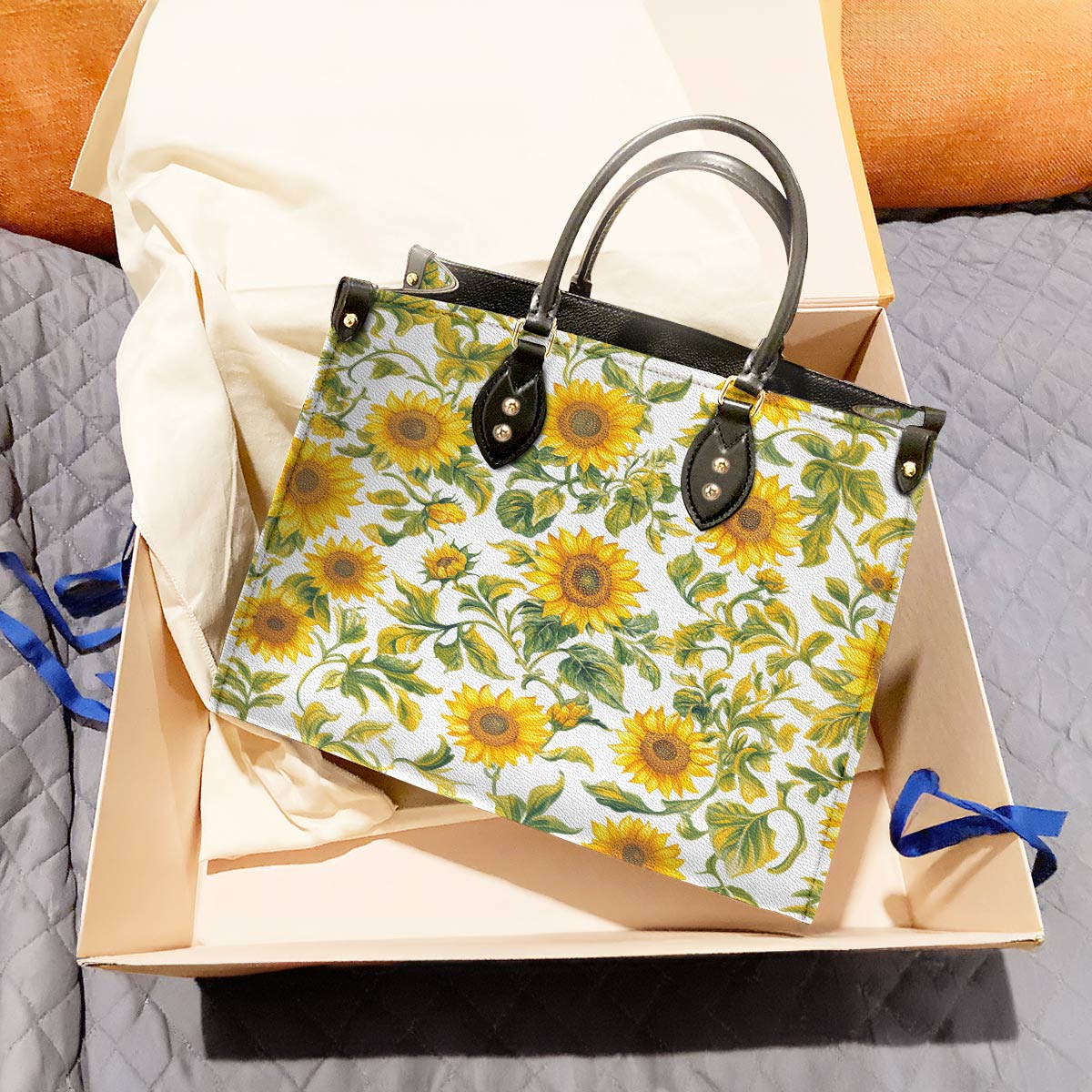 Leather Bag Radiant Sunflower Satchel