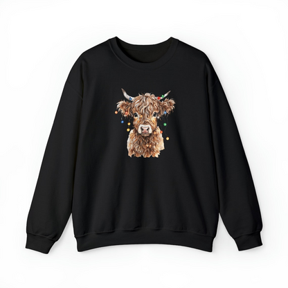 Highland cow Christmas Sweatshirt Cow Christmas Sweater, Western Cow Sweatshirt, Highland cow gift for her, Cow Christmas Gift