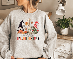 Hallothanksmas Sweatshirt, Holiday Season Sweater, Gnome Sweatshirt, Happy Holiday Season Shirt, Happy Hallothanksmas Shirt, Gnome Crewneck