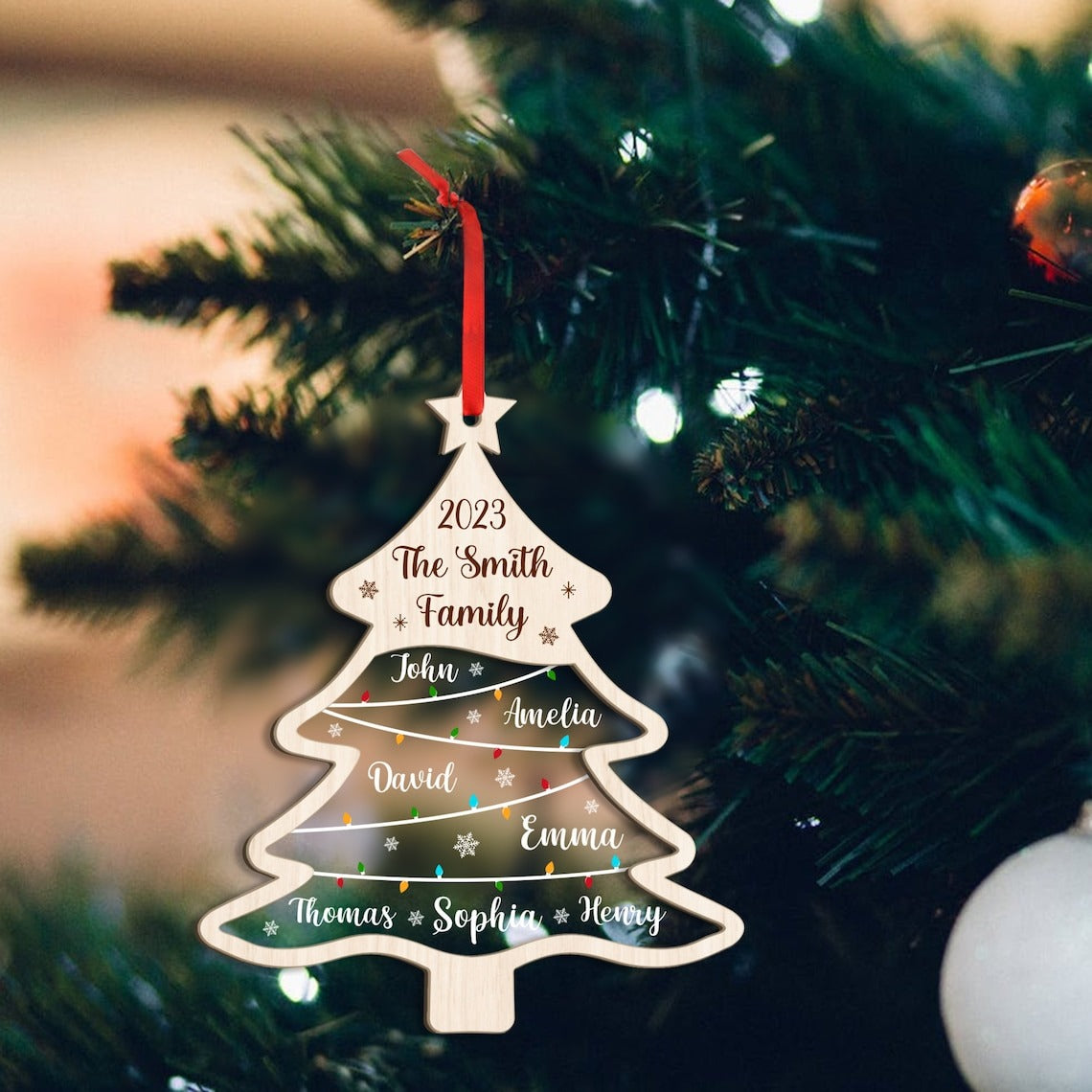 Custom Family Ornament, Family Name Christmas Tree Ornament, Family Name Tree Ornament, Christmas Tree Name, 2023 Christmas Ornament