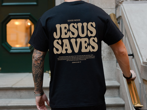 Aesthetic Jesus Saves Shirt Christian Apparel Brown Christian Shirt For Men Jesus Apparel Christian Streetwear Clothing Bible Verse Shirt