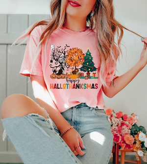 Happy Hallothanksmas Shirt,Halloween Shirt,Thanksgiving Shirt,Christmas Shirt,Winter Clothing,Cute Halloween ,Hallothanksmas