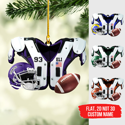 Personalized Football American Ornament 2023, Shoulder Pads and Helmet Football Vest Ornament US Football Uniform Ornament Christmas Hanging