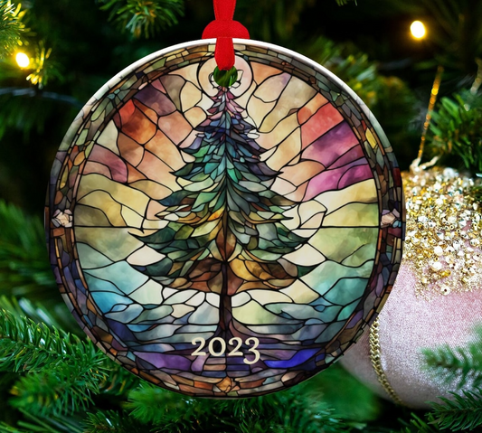 Christmas 2023 Ornament, Christmas Decoration, Holiday Gift Idea, Heirloom Keepsake, Round Ceramic, Gift Exchange, Gift Idea, Xmas Tree