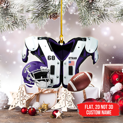 Personalized Football American Ornament 2023, Shoulder Pads and Helmet Football Vest Ornament US Football Uniform Ornament Christmas Hanging