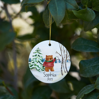 Personalized Christmas Tree Ceramic Ornament, Christmas Bauble Home Decor, Personalized Christmas Decoration Gift, New Baby Christmas Gift