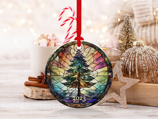 Christmas 2023 Ornament, Christmas Decoration, Holiday Gift Idea, Heirloom Keepsake, Round Ceramic, Gift Exchange, Gift Idea, Xmas Tree