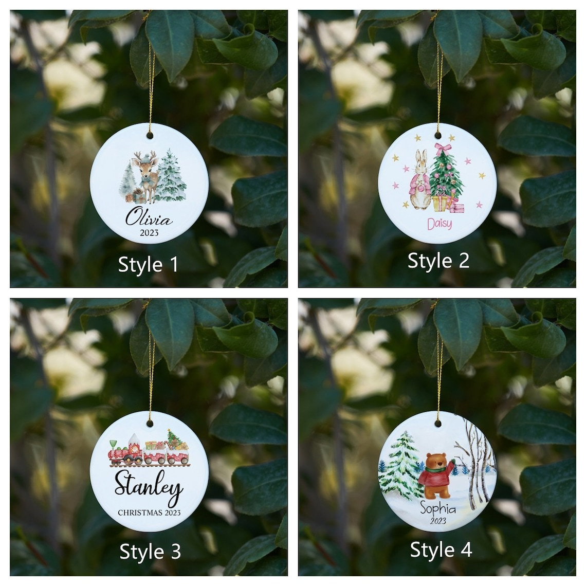 Personalized Christmas Tree Ceramic Ornament, Christmas Bauble Home Decor, Personalized Christmas Decoration Gift, New Baby Christmas Gift