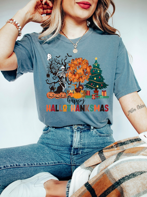 Happy Hallothanksmas Shirt,Halloween Shirt,Thanksgiving Shirt,Christmas Shirt,Winter Clothing,Cute Halloween ,Hallothanksmas