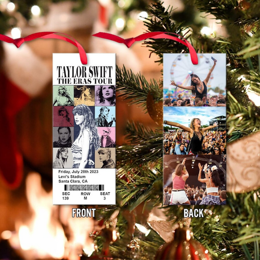 Personalized Era's Tour Commemorative Ticket Transparent Ornament, Custom Taylor Eras Tour Ornament, Tour Souvenir Gift, Christmas Ornament