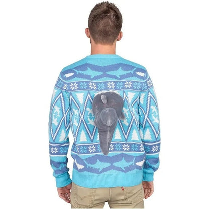 Knitted Christmas Sweater Unisex 3d Dinosaur Ugly Cartoon Clothing Cute Doll Pullover Funny Parties Holiday Jumper Top Cool Gift