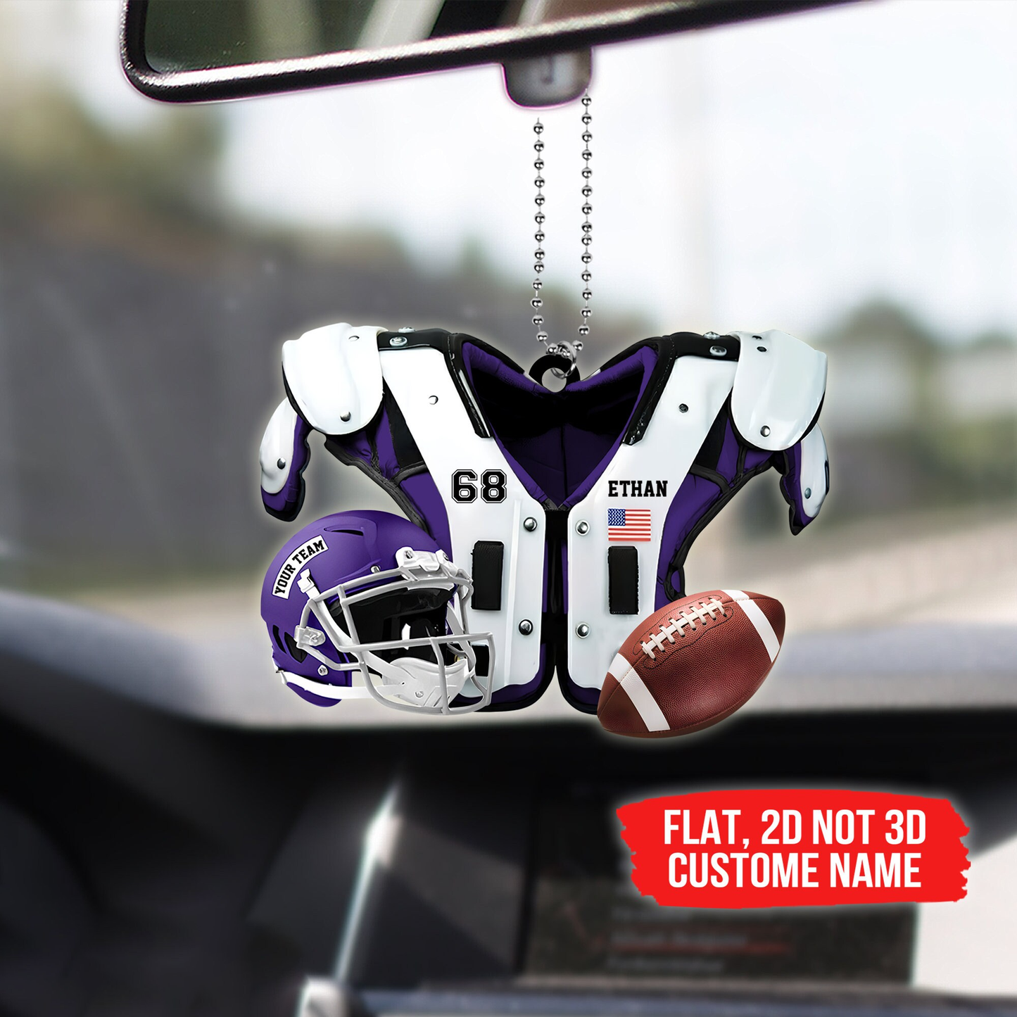 Personalized Football American Ornament 2023, Shoulder Pads and Helmet Football Vest Ornament US Football Uniform Ornament Christmas Hanging