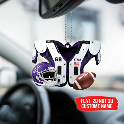 Personalized Football American Ornament 2023, Shoulder Pads and Helmet Football Vest Ornament US Football Uniform Ornament Christmas Hanging