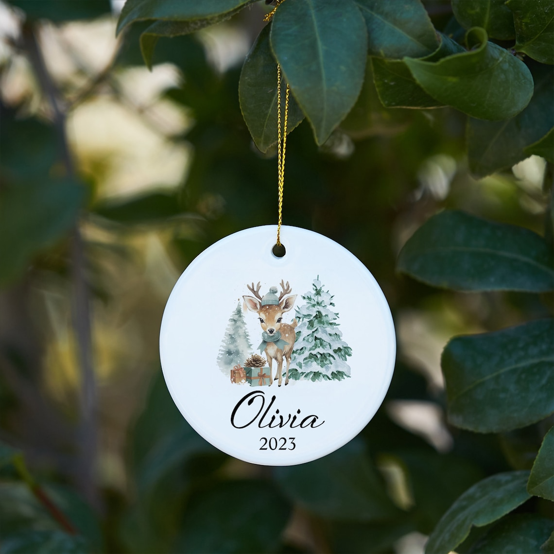 Personalized Christmas Tree Ceramic Ornament, Christmas Bauble Home Decor, Personalized Christmas Decoration Gift, New Baby Christmas Gift