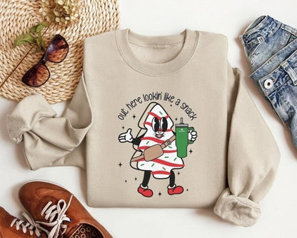 Boojee Out Here Lookin Like A Snack Shirt, Christmas Tree Cake Shirt, Boujee Christmas Shirt, Christmas Sweatshirt, Christmas Tree Sweatshirt, Holiday Sweaters for Women, Winter Sweatshirt