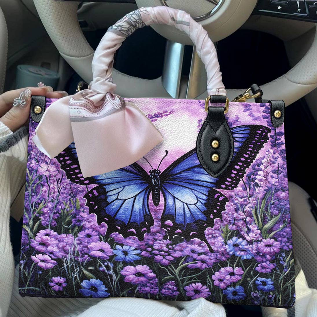 Butterfly Leather Bag Lavender Flight
