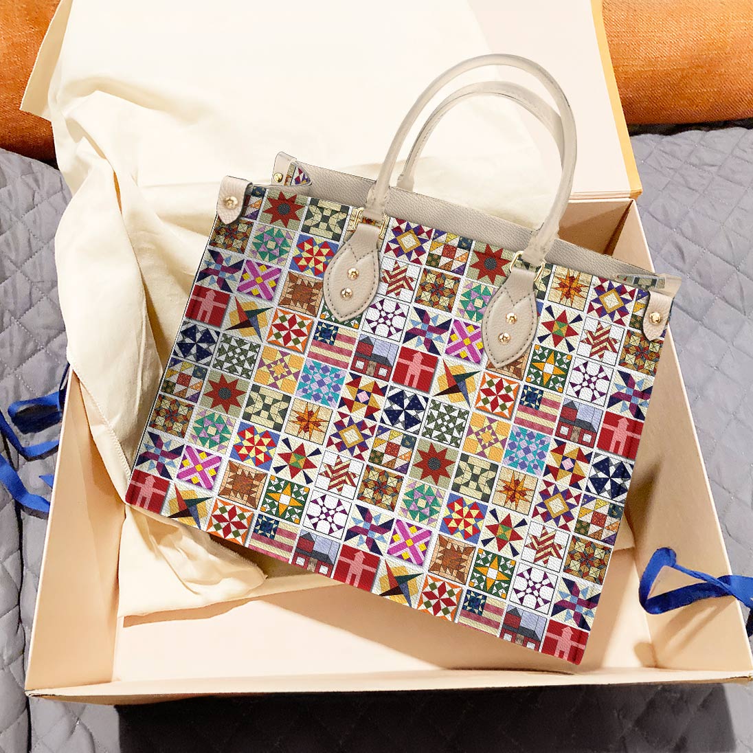 Leather Bag Beautiful Quilt Block Symphony