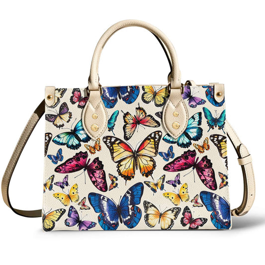 Leather Bag Colorful Butterflies