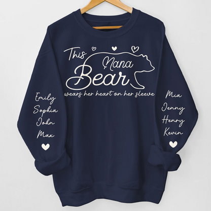 This Mama Bear Wears Her Heart On Her Sleeve Sweatshirt, Gift For Mom