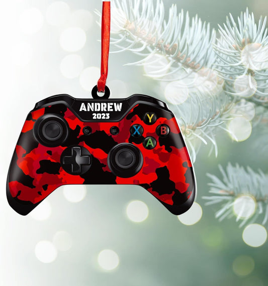 TinoShop Personalized Name Collection Gaming Controller Acrylic Ornament Christmas Shape Flat Christmas Ornament for Gamer, Video Game Christmas Ornaments Gift, Ornament Decoration, Ornament For Gift, Ornament Christmas