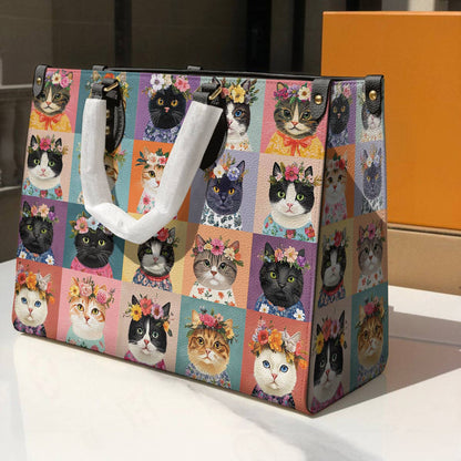 Leather Bag Feline Blooms