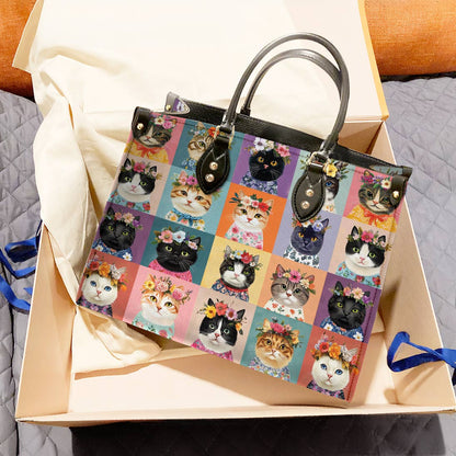 Leather Bag Feline Blooms