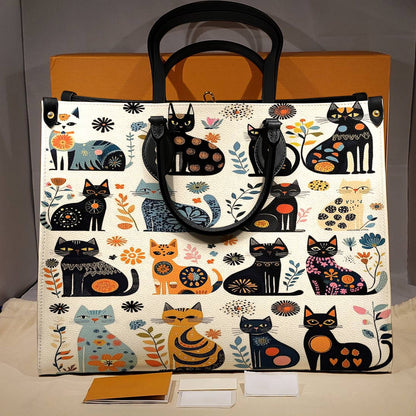 Leather Bag Whimsical Whiskers In Bloom