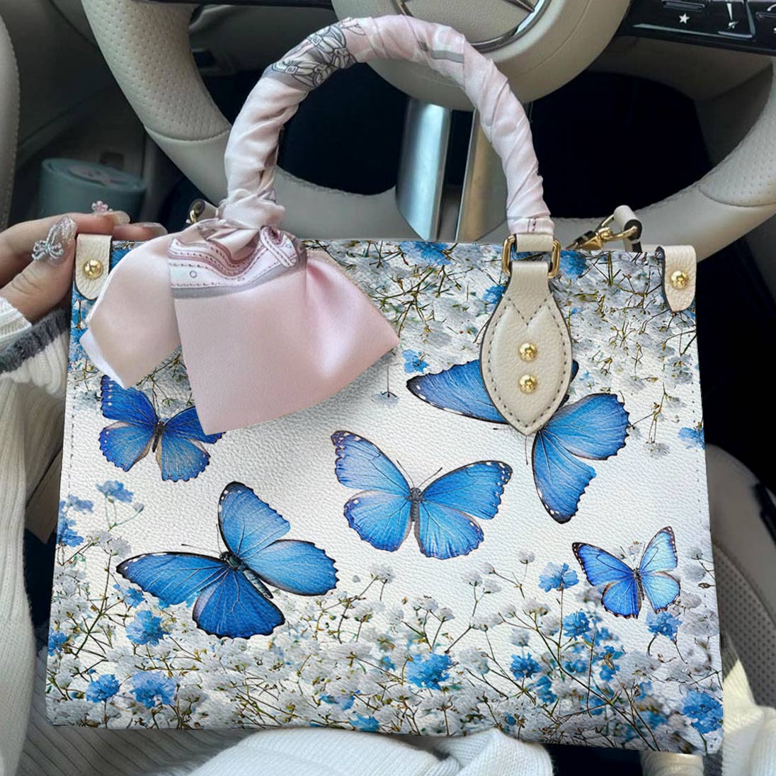 Butterfly Leather Bag Morning Sky