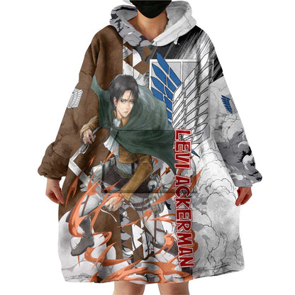 Levi Ackerman - Attack On Titan Wearable Blanket Hoodie Anime Style TS04