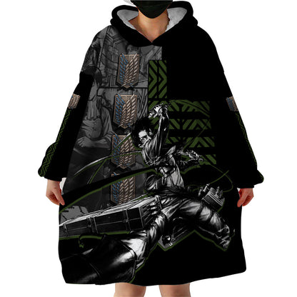 Levi Ackerman - Attack On Titan Wearable Blanket Hoodie Anime Style TS04