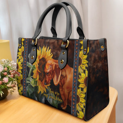 Leather Bag Dachshund You Are My Sunshine
