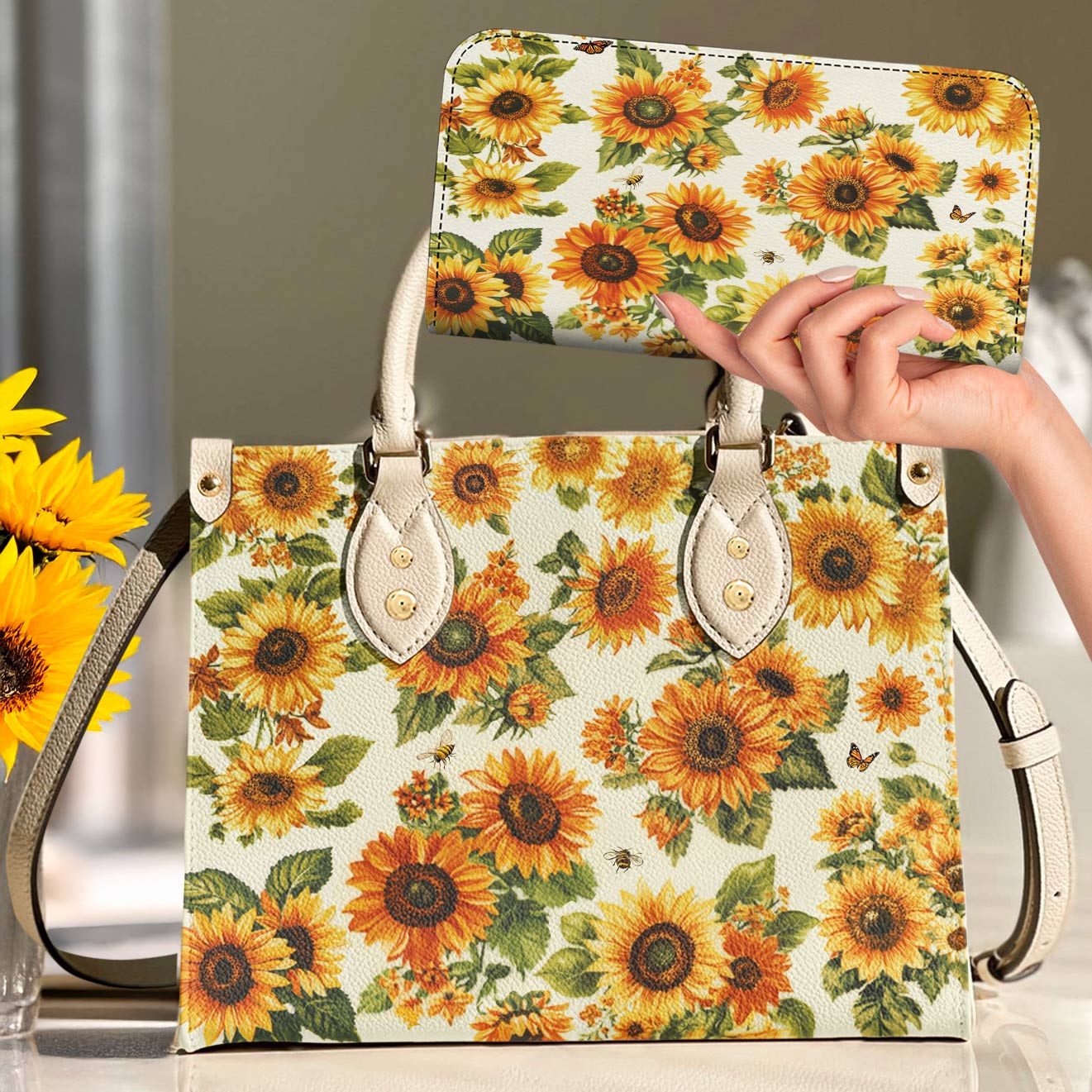 Leather Bag Sunflower Soul