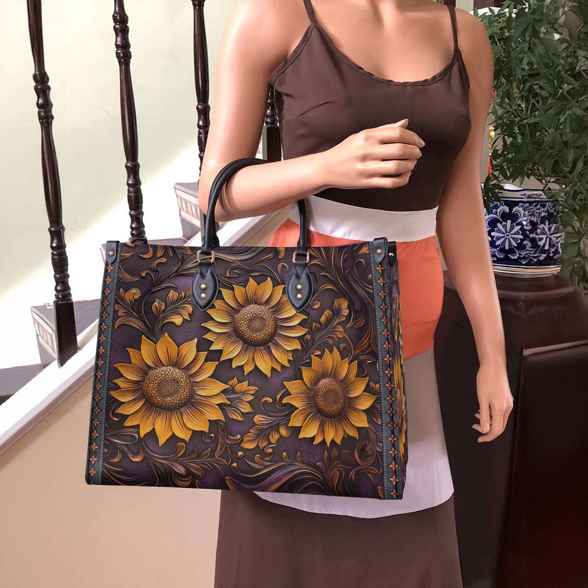 Leather Bag Sunflower Hope Love