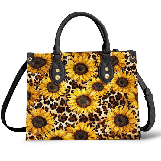 Leather Bag Leopard Sunflowers