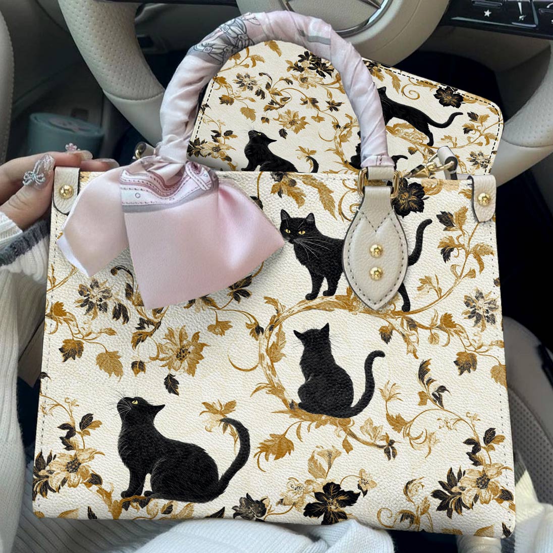 Leather Bag Midnight Black Cats