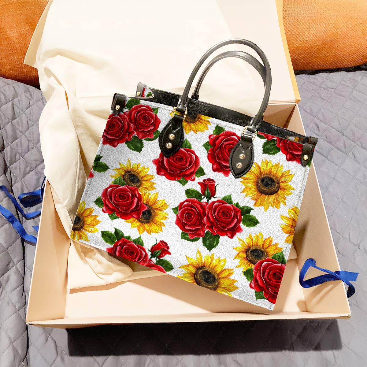 Leather Bag Blooming Elegance