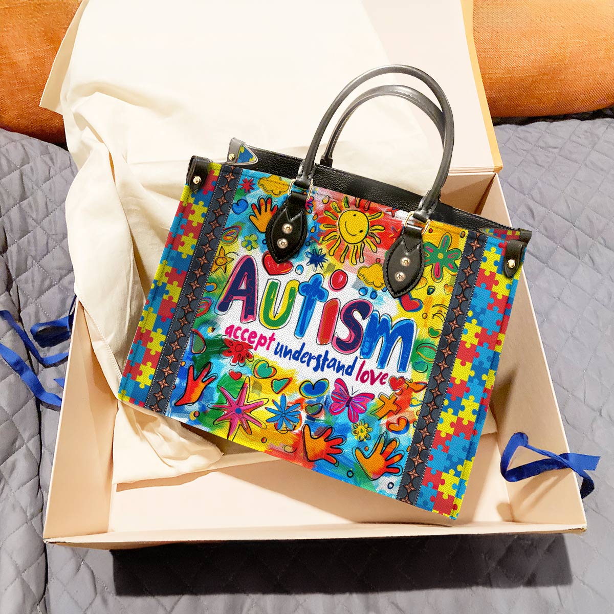 Leather Bag Autism Accept Understand Love