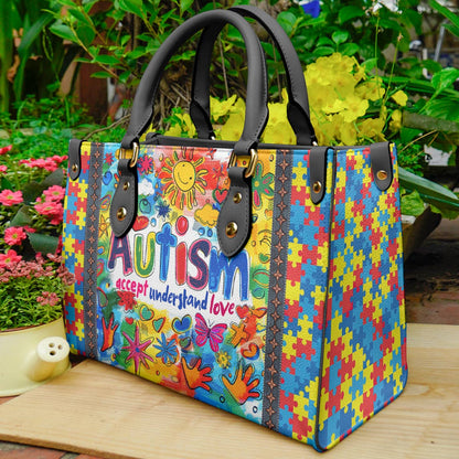 Leather Bag Autism Accept Understand Love