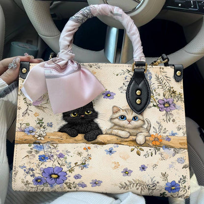 Leather Bag Cute Blossom Kittens