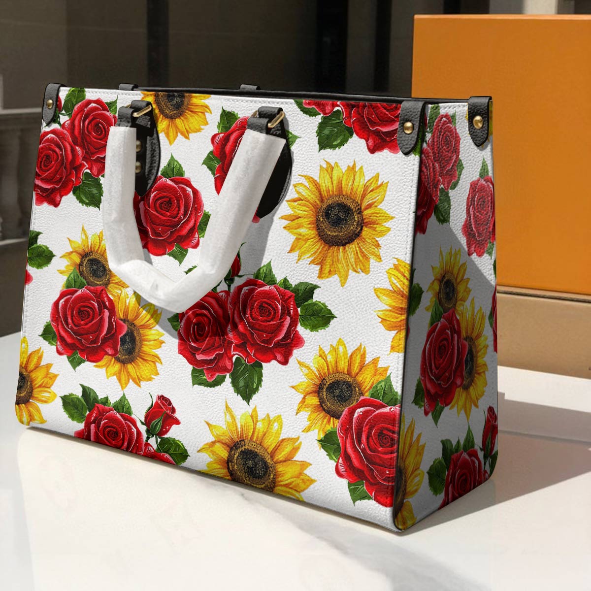 Leather Bag Blooming Elegance