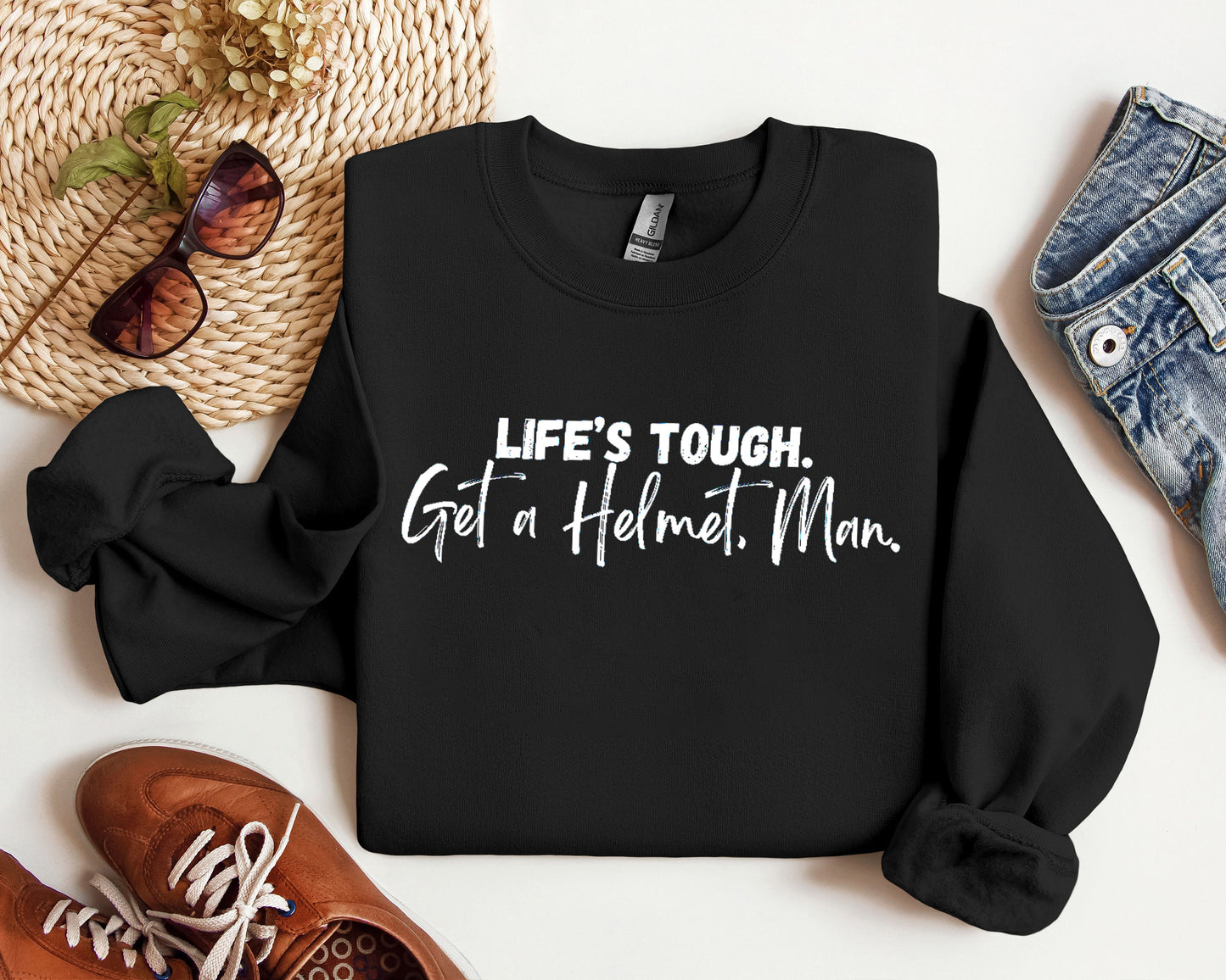 Life's Tough Get a Helmet Man Hoodie Sweatshirt, Conservative Hoodie Sweatshirt for men or women, Candace Owens Sweatshirt,Unisex sweatshirt
