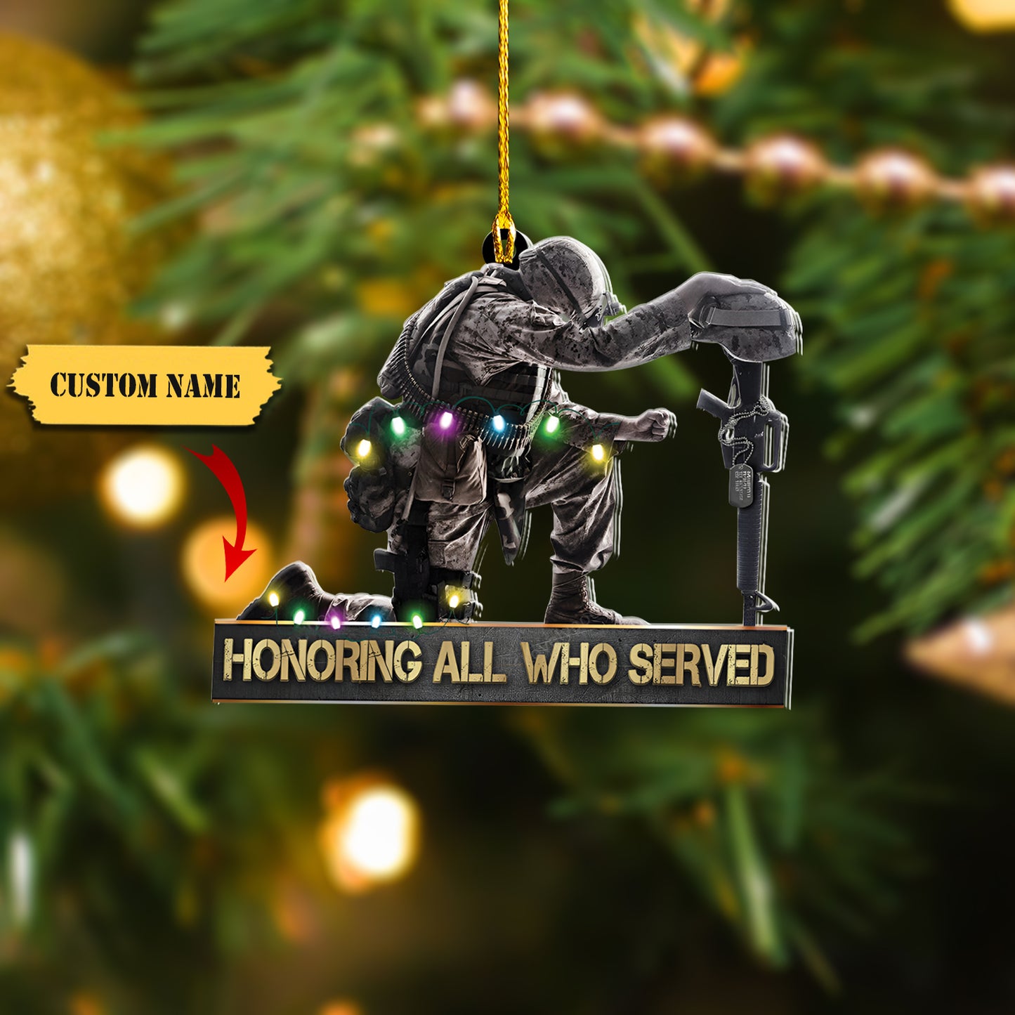 Veteran Kneeling - Personalized Christmas Ornament - Gift For Veteran, Ornament For Him, Gift For Him, Ornament Christmas
